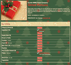 Holiday Potluck Sign-Up Sheet