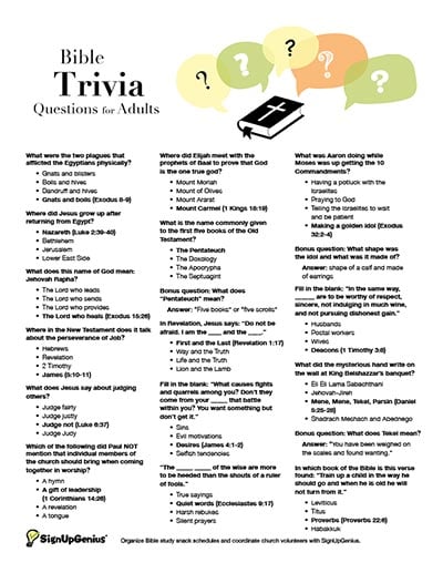Bible Trivia Questions for Adults