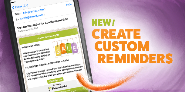 custom email reminders sign up signupgenius