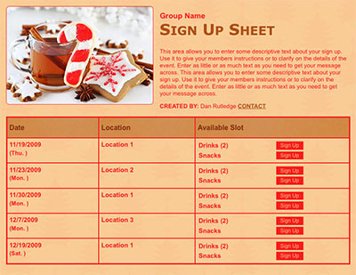 holiday gift exchange sign up sheet