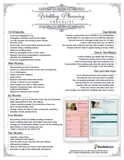 wedding checklist printable planner